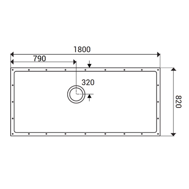 AKW ShowerDec Rectangular Wet Room Floor Former Tray 1800mm x 820mm  | Dimension Image