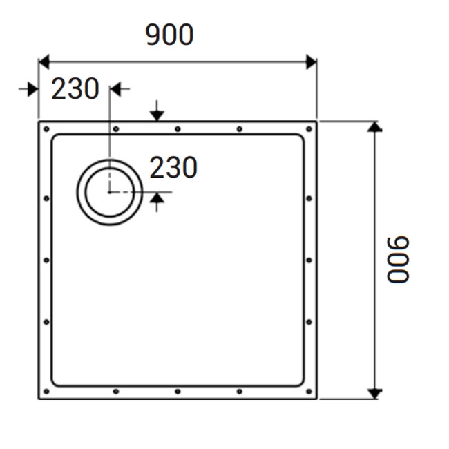 AKW ShowerDec Square Wet Room Floor Former Tray 900mm x 900mm  | Dimension Image