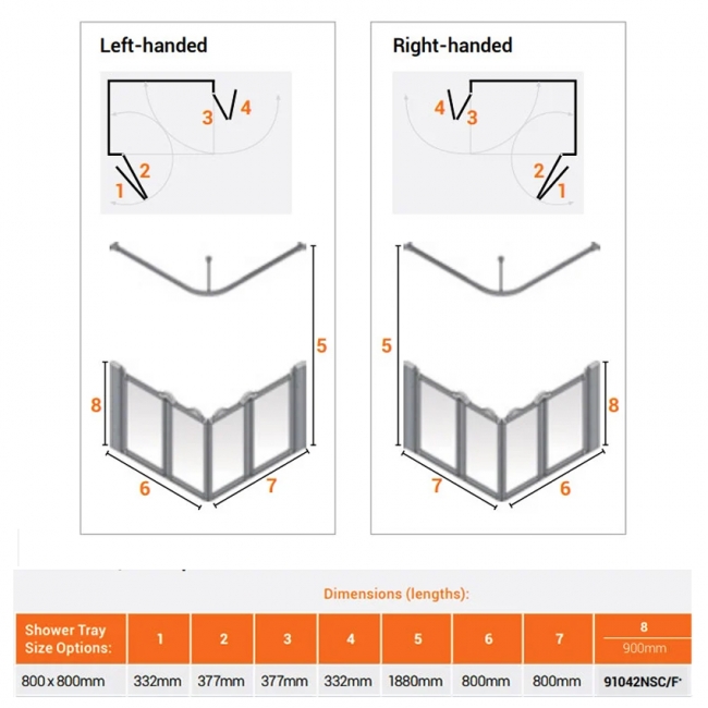 AKW Silverdale Frosted Option E 900 Shower Screen 800mm x 800mm