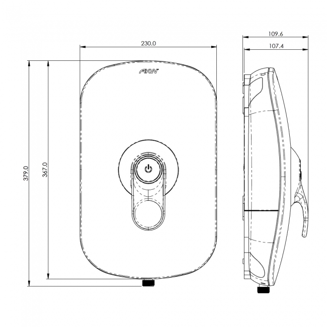 AKW SmartCare Lever White Electric Shower with Silver/White kit - 8.5kw