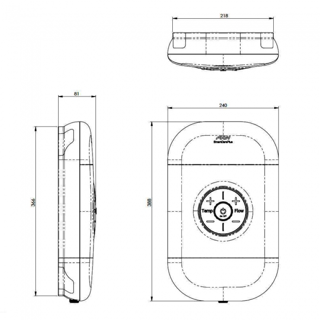 AKW SmartCare Plus White Electric Shower Silver/White Kit 10.5kW