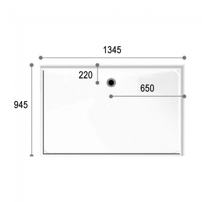 AKW Swift Level Access Rectangular Shower Tray 1345mm x 945mm Left Handed (for Tiled Floors)