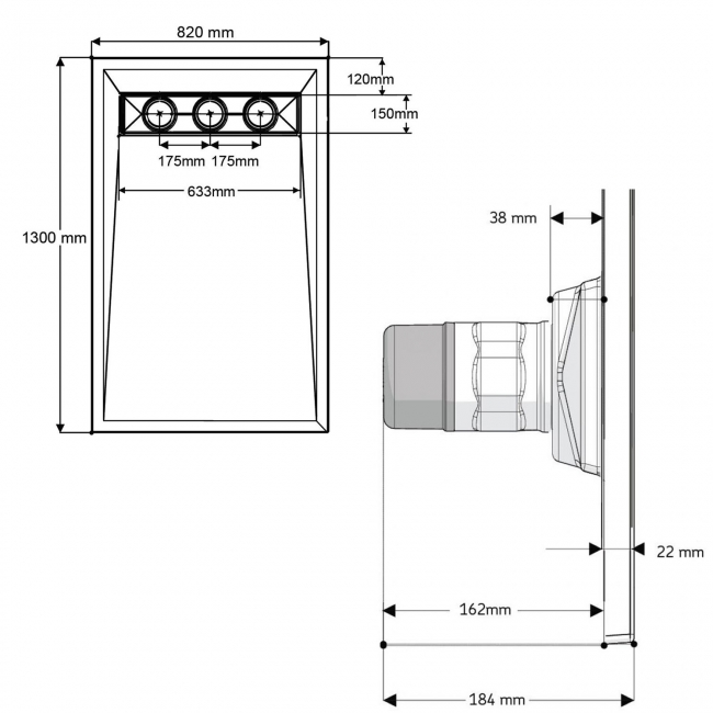 AKW TriForm Linear Drain Level Access Wet Room Former Tray 1300mm x 820mm