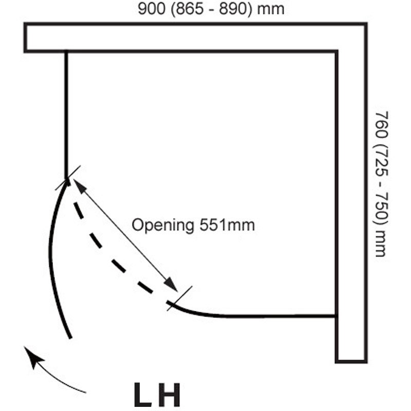 April Prestige LH Offset Quadrant Shower Enclosure - 900mm x 760mm - 8mm Glass