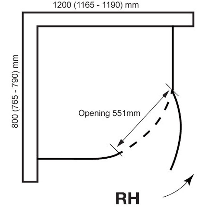 April Prestige RH Offset Quadrant Shower Enclosure - 1200mm x 800mm - 8mm Glass