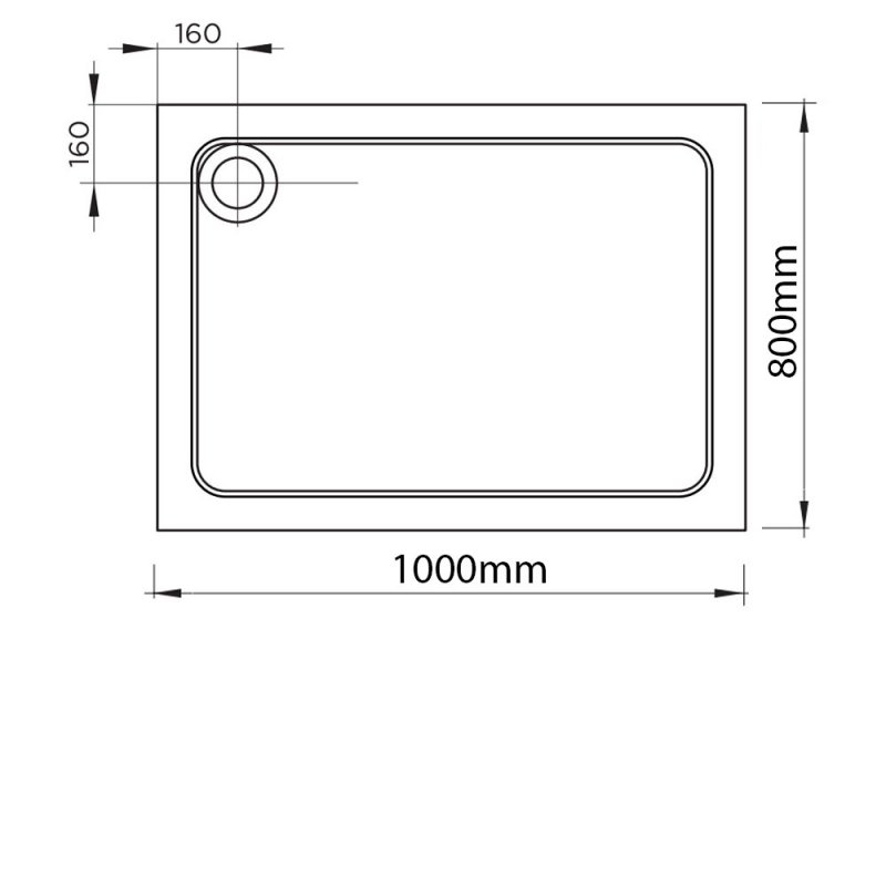 April Stone Resin White Rectangular Shower Tray 1000mm x 800mm