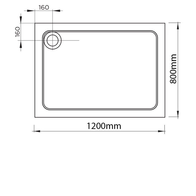April Rectangular Anti-Slip Shower Tray 1200mm X 800mm - Stone Resin