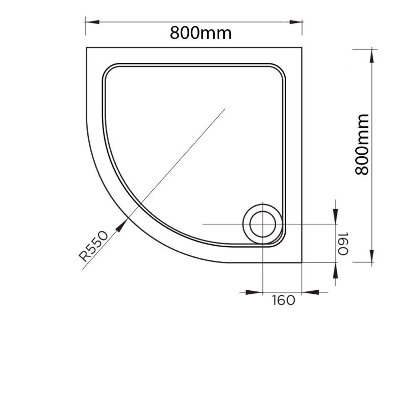 April Quadrant Shower Tray 800mm x 800mm - Stone Resin