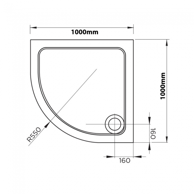 April Stone Resin White Quadrant Shower Tray 1000mm x 1000mm