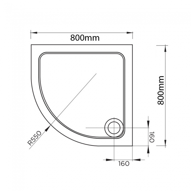 April Stone Resin White Quadrant Shower Tray 800mm x 800mm