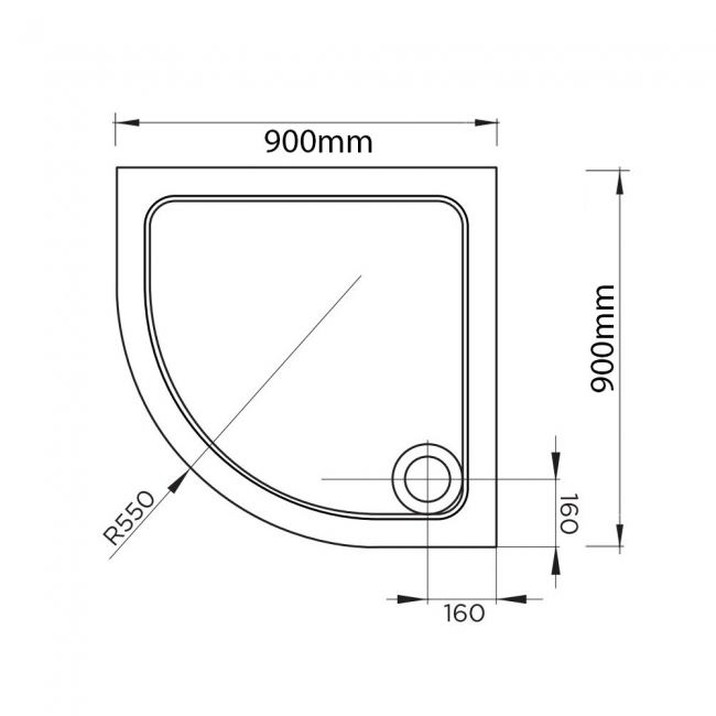 April Stone Resin White Quadrant Shower Tray 900mm x 900mm