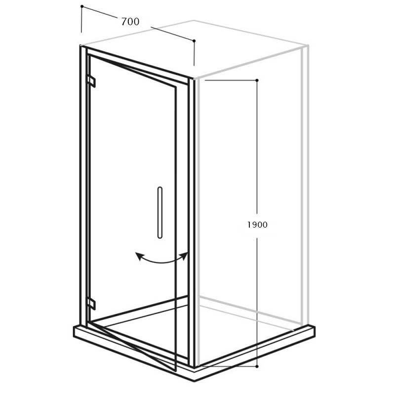 Aquadart Venturi 6 Pivot Shower Door 700mm Wide - 6mm Glass