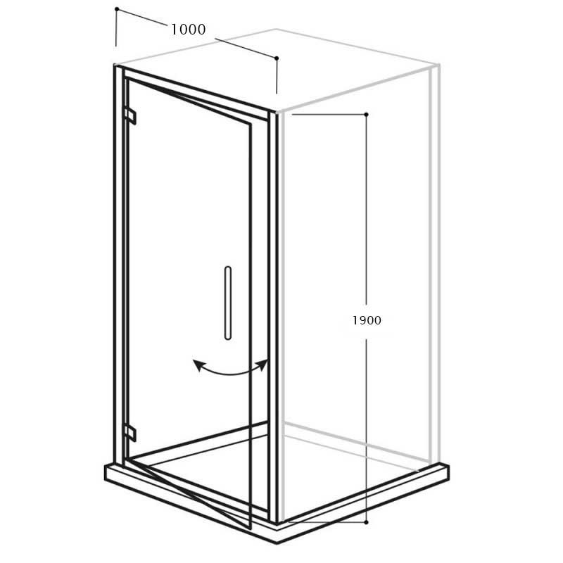 Aquadart Venturi 6 Pivot Shower Door 1000mm Wide - 6mm Glass