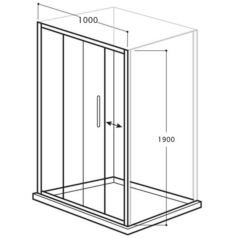 Aquadart Venturi 6 Sliding Shower Door 1000mm Wide - 6mm Glass