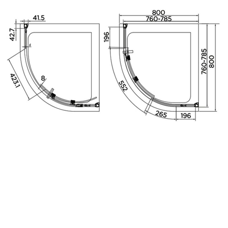 Aquadart Venturi 8 Single Quadrant Shower Enclosure 800mm x 800mm - 8mm Glass