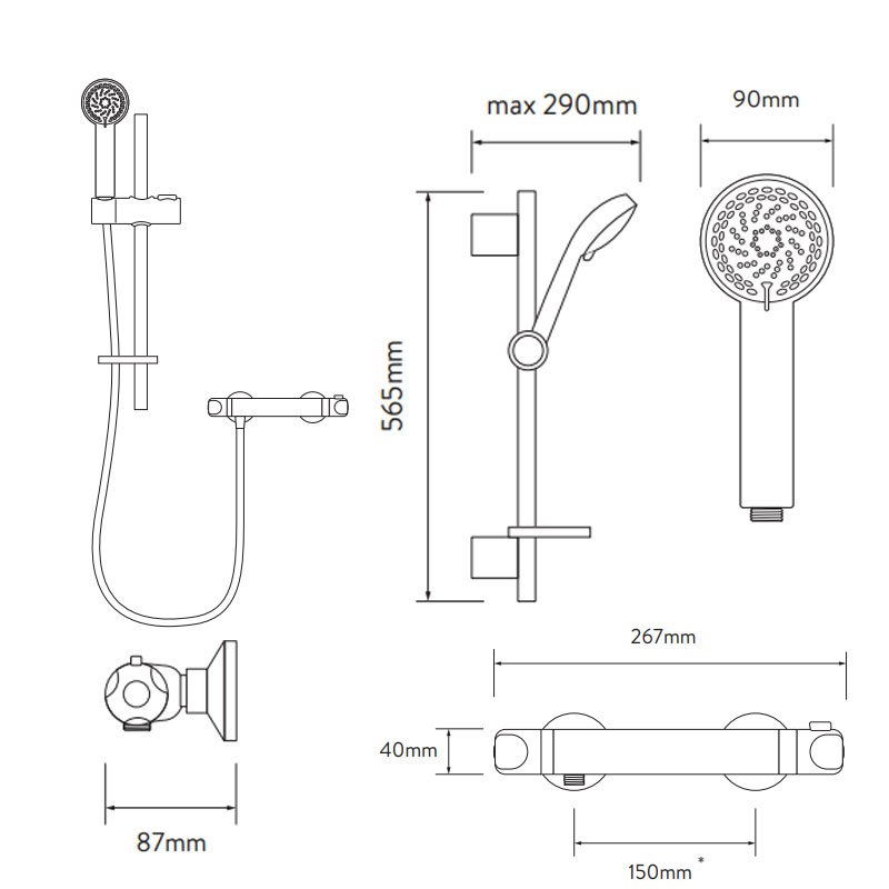 Aqualisa Midas 100 Bar Mixer Shower with Shower Kit