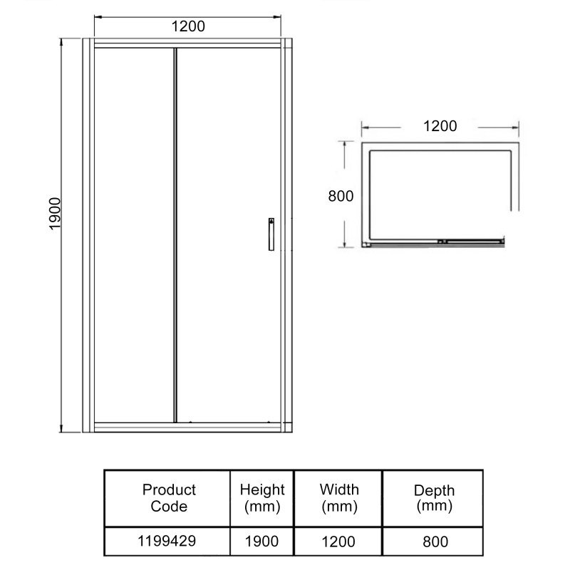 Aqualux Framed 6 Sliding Door Shower Enclosure 1200mm x 800mm with Shower Tray - 6mm Glass