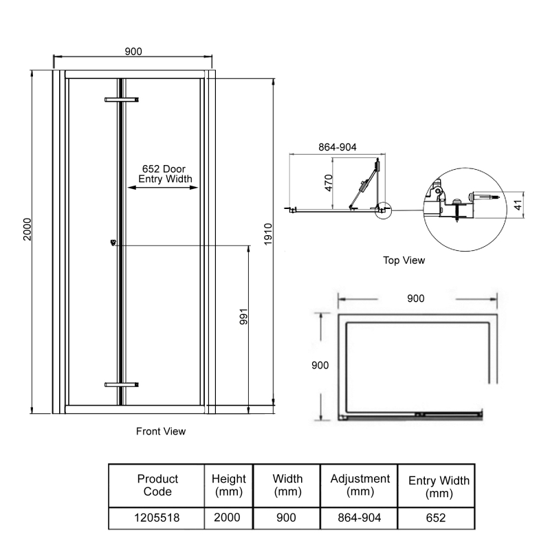 Aqualux Framed 8 Bi-Fold Door Shower Enclosure 900mm x 900mm with Shower Tray - 8mm Glass