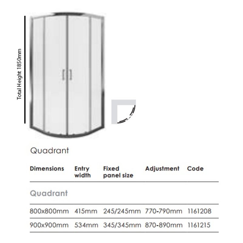 Aqualux Shine 6 Quadrant Shower Enclosure 900mm x 900mm - 6mm Glass