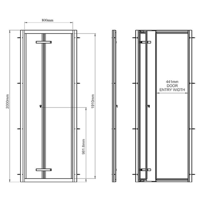 Aqualux Shine 8 Semi Frameless Bi-Fold Shower Door 800mm Wide Silver Frame - 8mm Glass