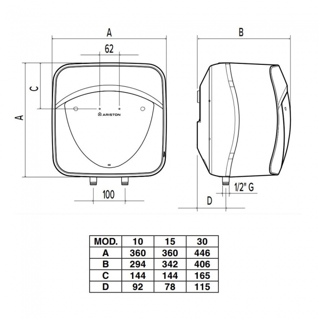 Ariston Andris Elite WiFI 10L Undersink Unvented Electric Water Heater - 2.5kw