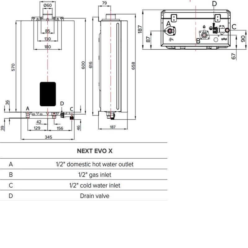 Ariston Next Evo X Gas Instantaneous Water Heater - 16 NG