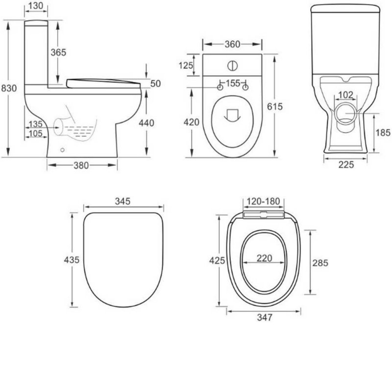 Arley Deluxe Raised Height Close Coupled Toilet with Push Button Cistern - Soft Close Seat