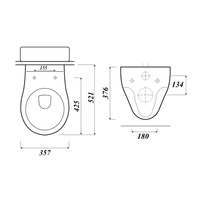 Arley Wall Hung Toilet - Standard Seat
