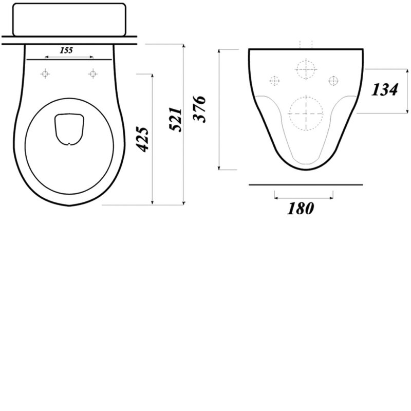 Arley Wall Hung Toilet 521mm Projection - Standard Seat
