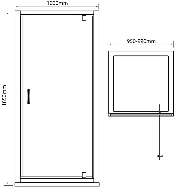 Arley Ralus 6 Pivot Shower Door 1000mm Wide - 6mm Glass
