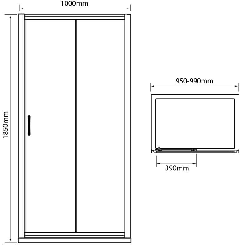Arley Ralus 6 Sliding Shower Door 1000mm Wide - 6mm Glass