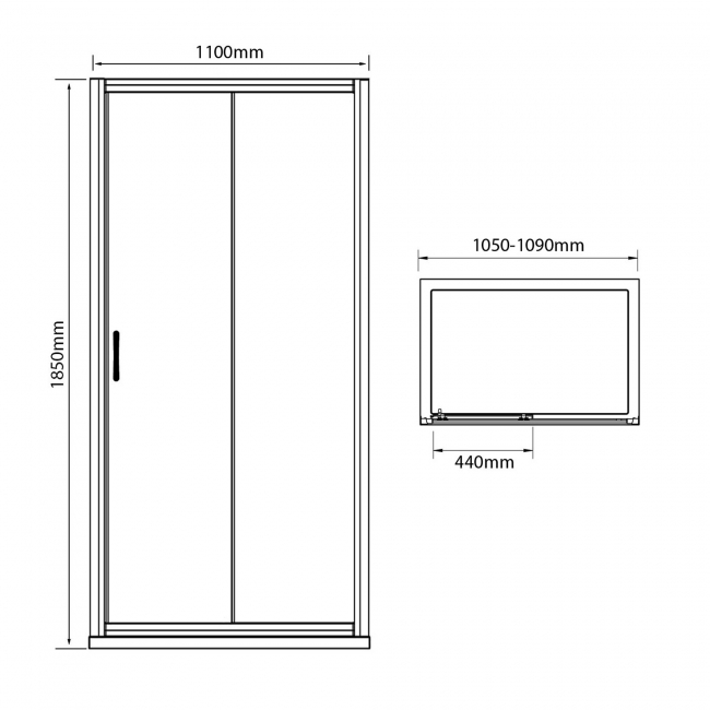 Delphi Inspire Sliding Shower Door 1100mm Wide - 6mm Glass