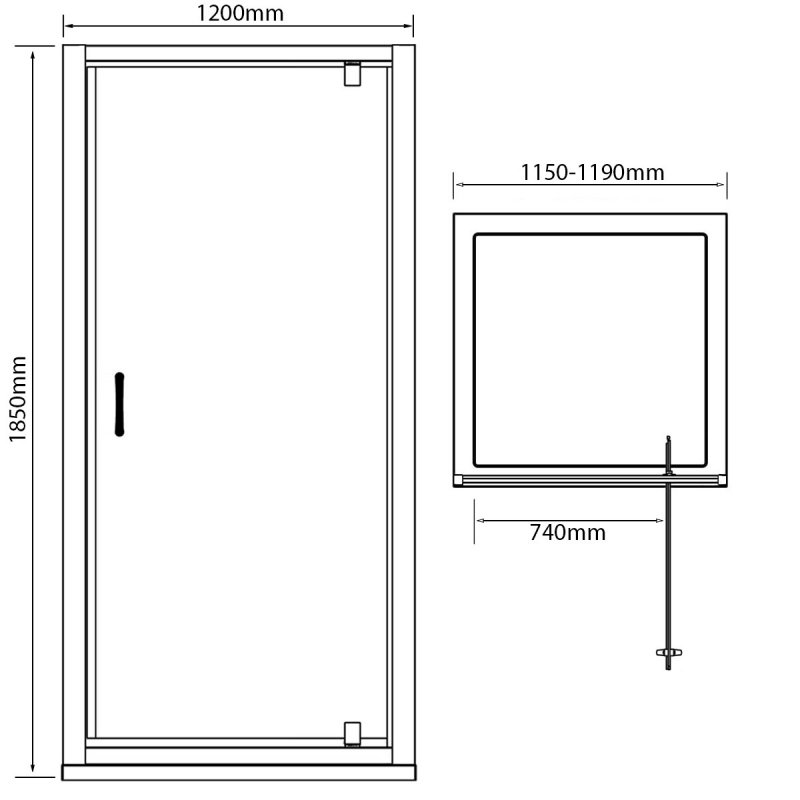 Arley Ralus 6 Pivot Shower Door 1200mm Wide - 6mm Glass