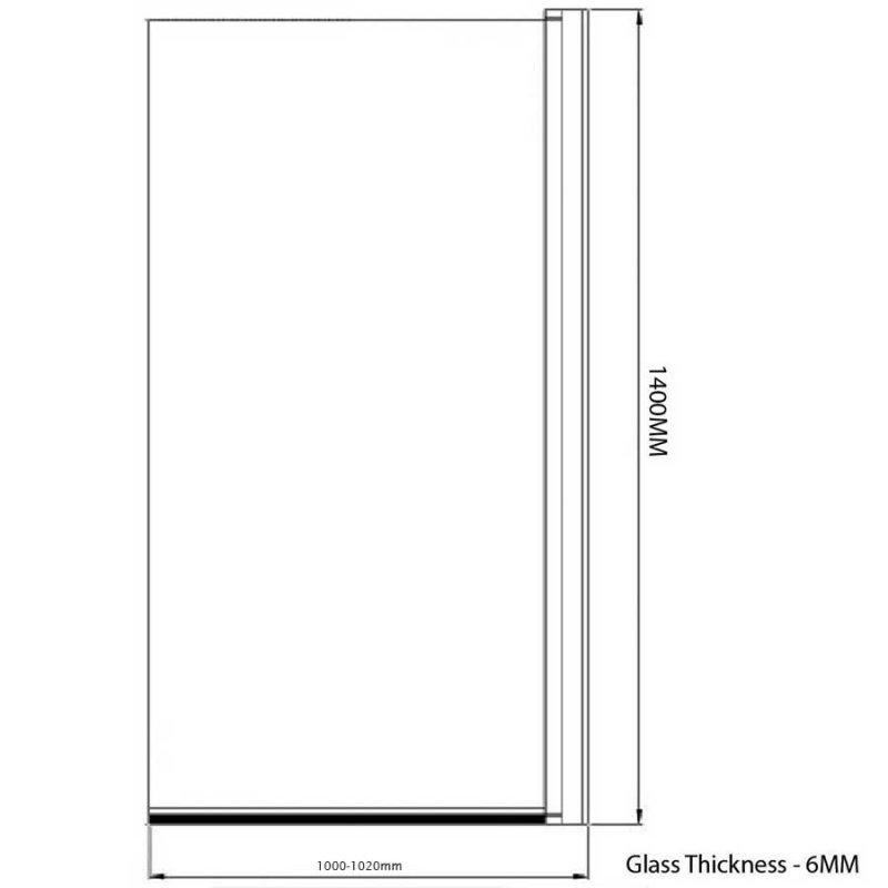Arley Ralus6 Two Panel Square Bath Screen 1400mm H x 1000mm W - 6mm Glass