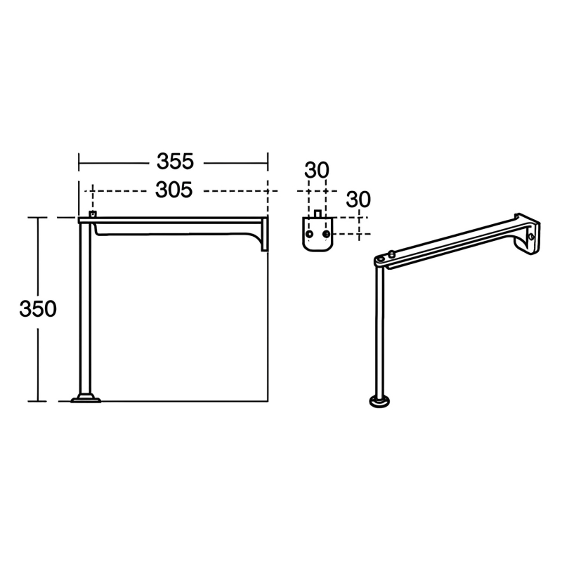 Armitage Shanks Washbasin 350mm High Support Leg with 355mm Length Support Arm Pair - Stainless Steel