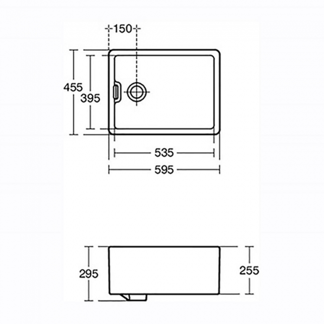 Armitage Shanks Traditional Belfast Ceramic Kitchen Sink 1.0 Bowl 600mm L x 455mm W - White