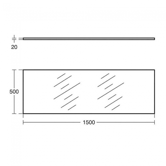 Armitage Shanks Contour 21 Splashback Mirror 500mm H x 1500mm W  | Dimension Image
