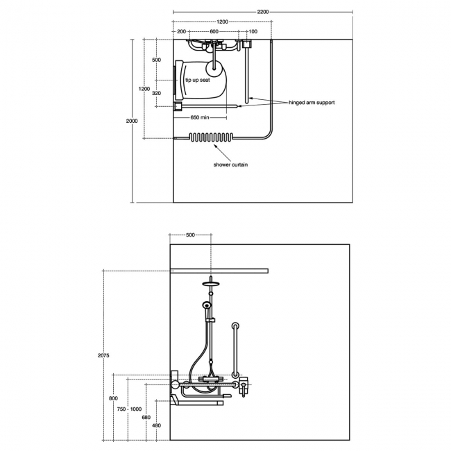 Armitage Shanks Contour 21 Doc M Pack with TMV3 Exposed Shower Valve and Dual Shower Kit - Grey Rails