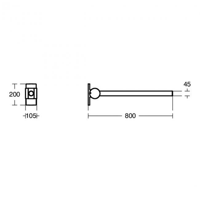 Armitage Shanks Contour 21 Hinged Support Rail 800mm Length - Chrome