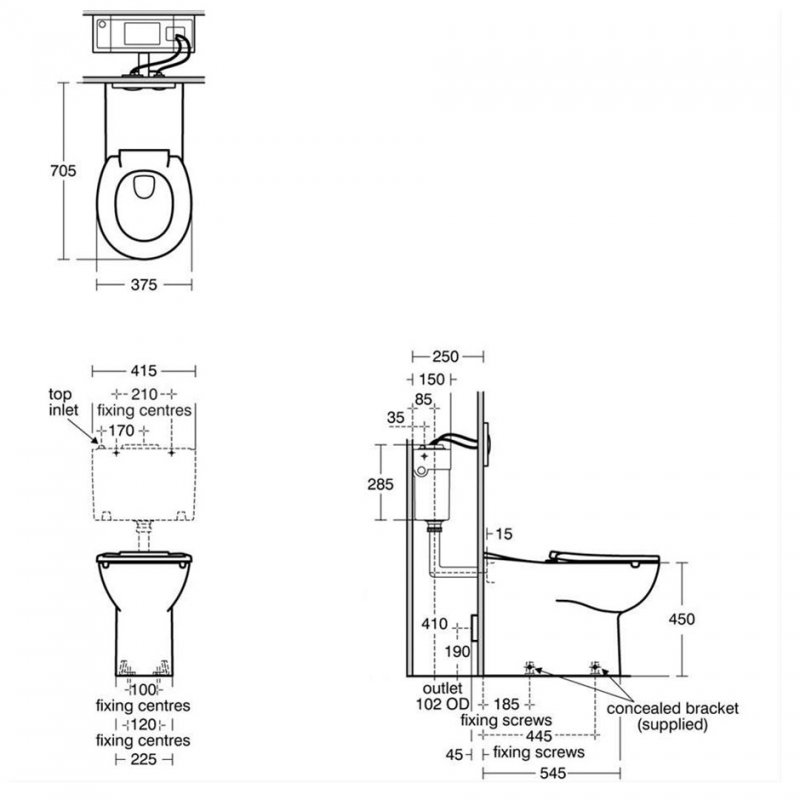Armitage Shanks Contour 21 Plus Back to Wall Toilet 700mm Projection - Excluding Seat