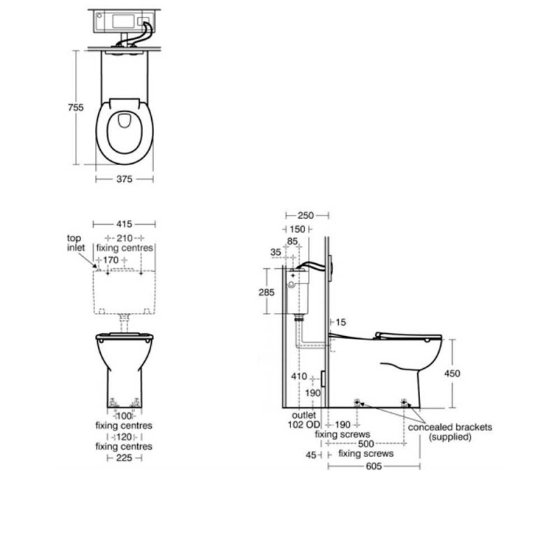 Armitage Shanks Contour 21 Plus Back to Wall Toilet 750mm Projection - Excluding Seat