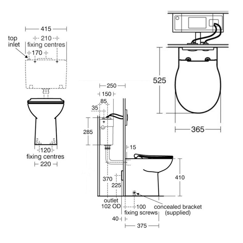 Armitage Shanks Contour 21 Plus Rimless Back to Wall Pan 525mm Projection - Excluding Seat