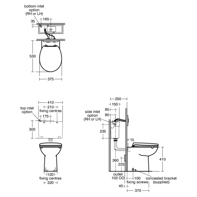 Armitage Shanks Contour 21 Plus Rimless Back to Wall Pan (exc Seat)