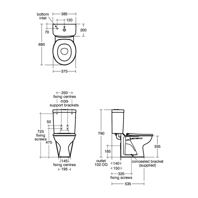 Armitage Shanks Contour 21 School Close Coupled Pan with Cistern 305 Height - Excluding Seat