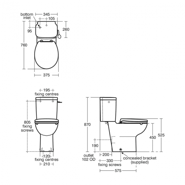 Armitage Shanks Contour 21 Comfort Height Doc M Close Coupled Toilet (exc Seat)