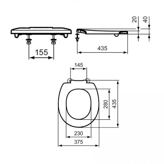 Armitage Shanks Contour 21 Seat Only With Retaining Buffers - Blue