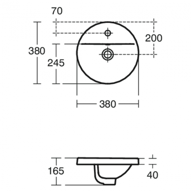 Armitage Shanks Edit R Inset Countertop Basin 380mm Wide - 1 Tap Hole