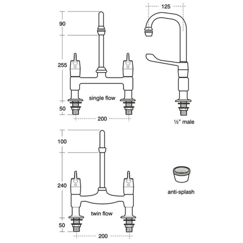 Armitage Shanks Markwik Dual Control Anti Splash Basin Sink Mixer Tap - Chrome