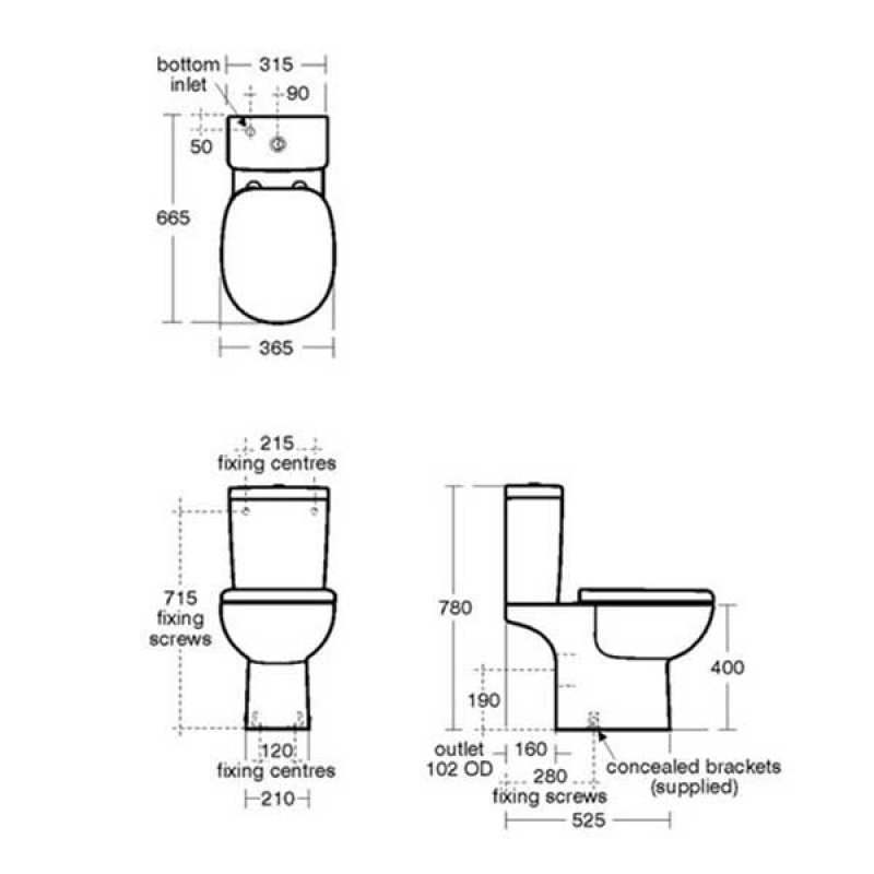 Armitage Shanks Profile 21 Toilet S309201+S309401+S410301 Close Coupled White
