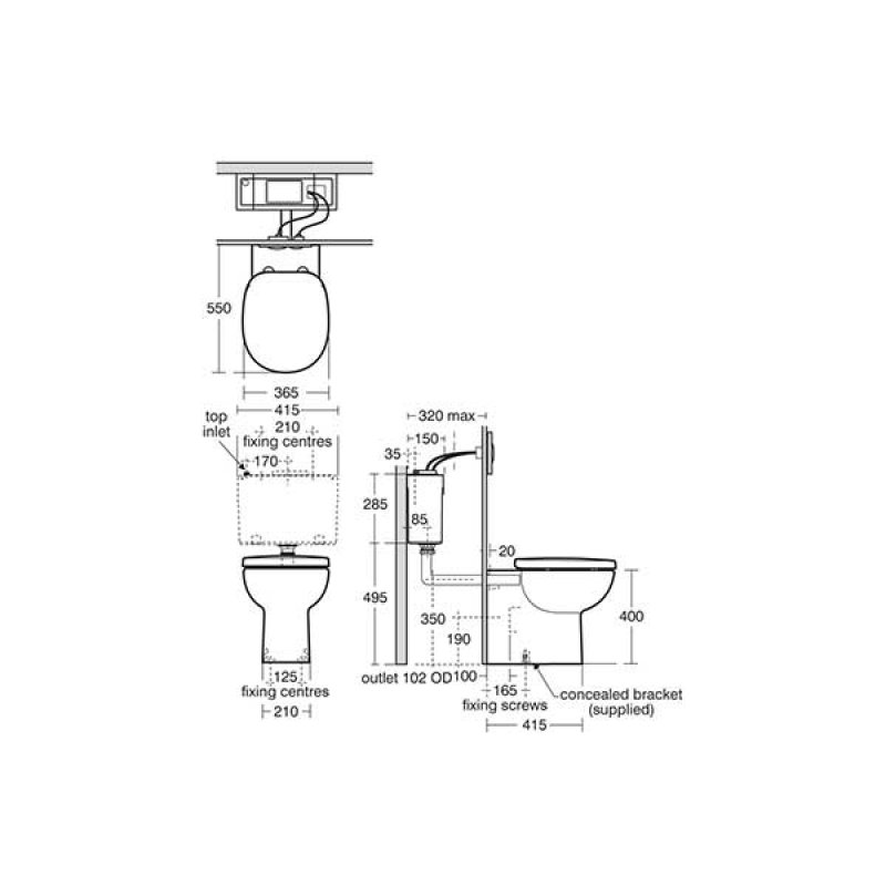 Armitage Shanks Profile 21 Back To Wall Toilet 550mm Projection - Soft Close Seat